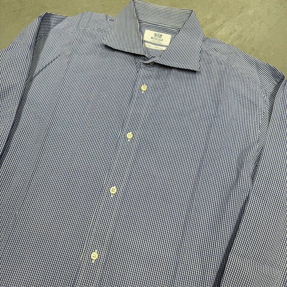 BOGGI Milano Super Classics Blue Check Dress Shirt 41 16 Large - Picture 2 of 6